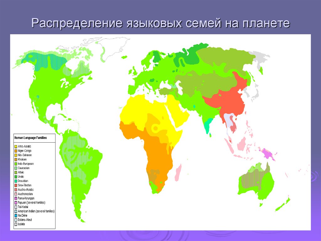 Карта языковых семей мира