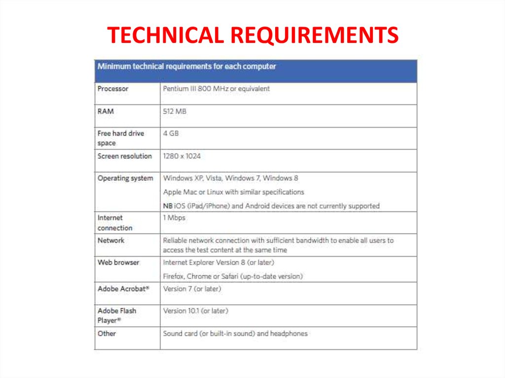TECHNICAL REQUIREMENTS