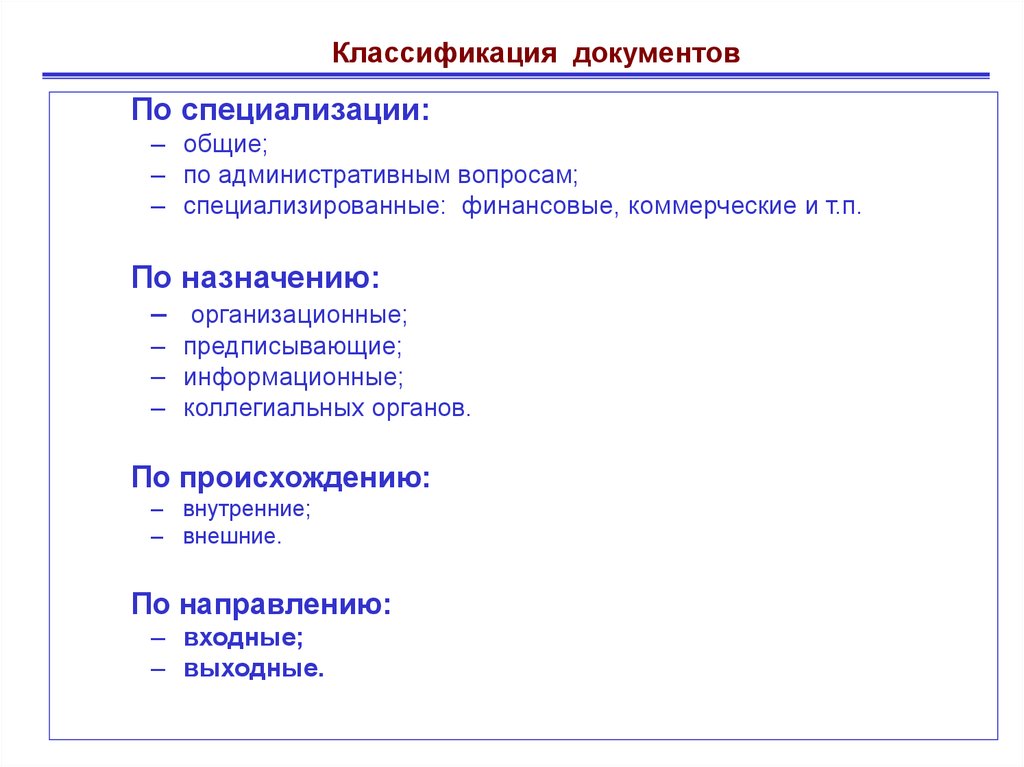 Классификация документов вопросы