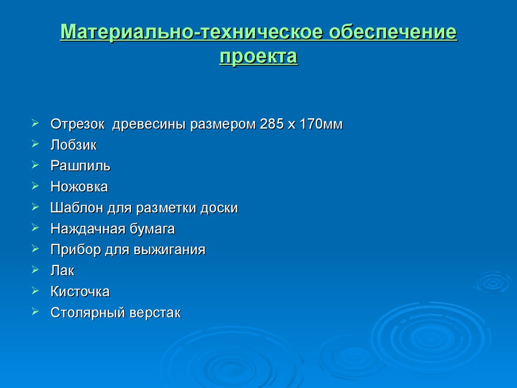 Техническое обеспечение проекта