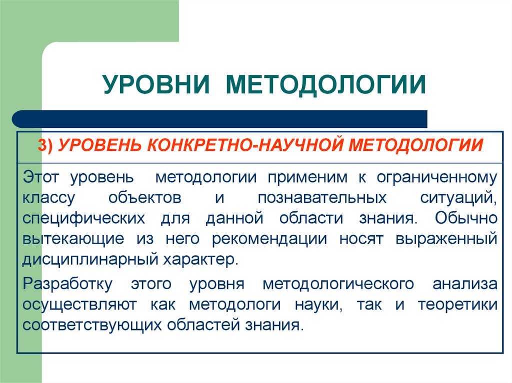 Применение методологии. Методология уровни методологии. Общие представления о методологии науки. Конкретно-научный уровень методологии. Функции методологии.