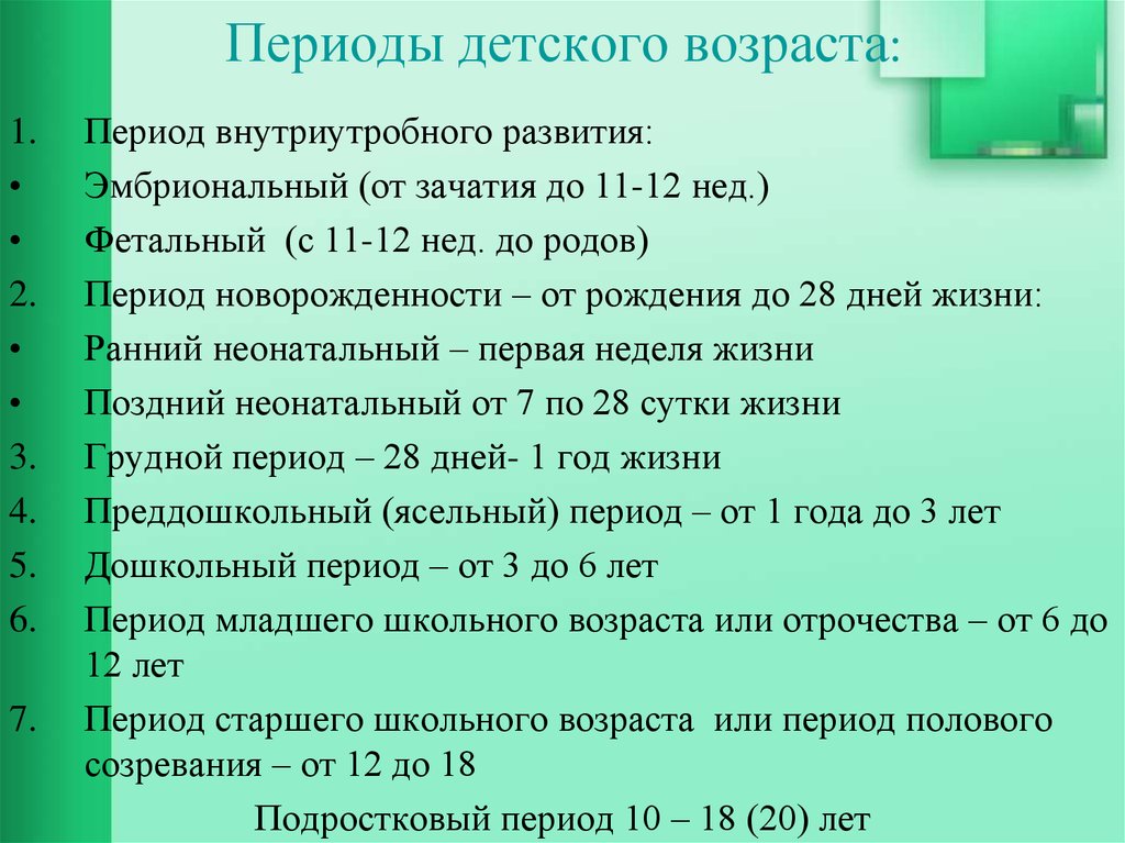 Периоды детского возраста презентация