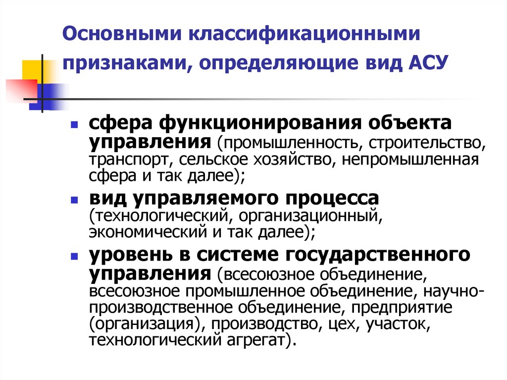 Презентация асу различного назначения примеры их использования