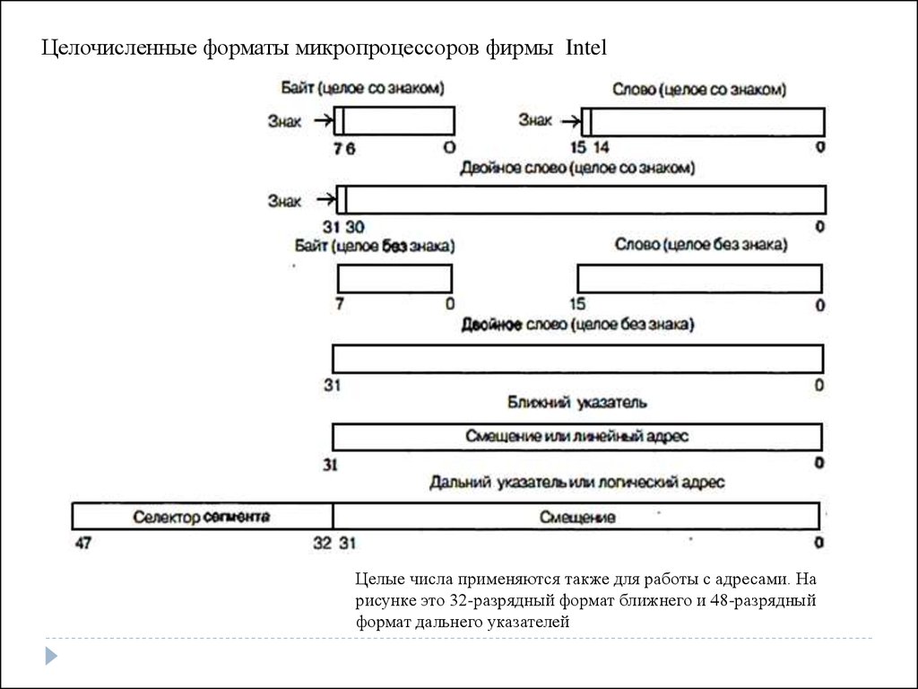 Типы операндов в системе команд процессора основные форматы числовых данных