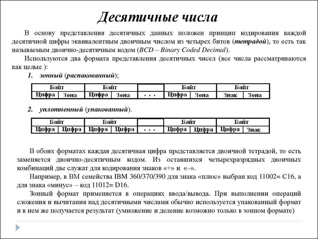 Типы операндов в системе команд процессора основные форматы числовых данных