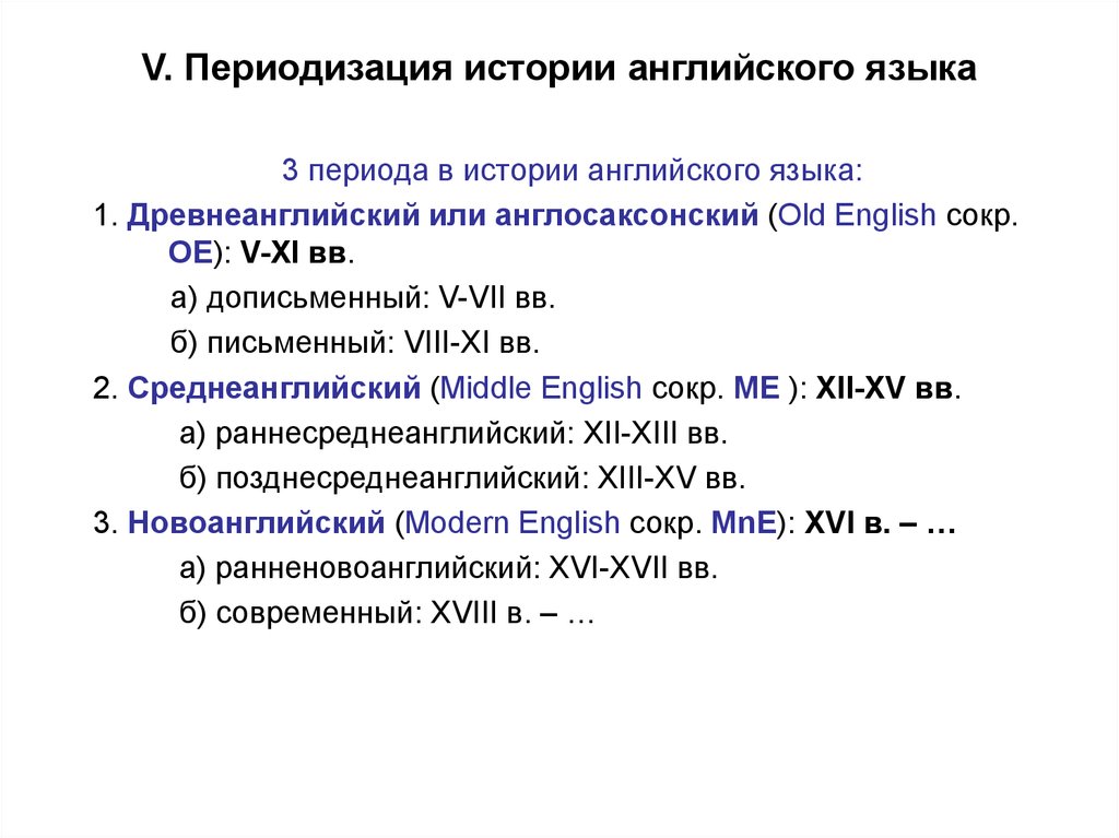 История английского языка презентация