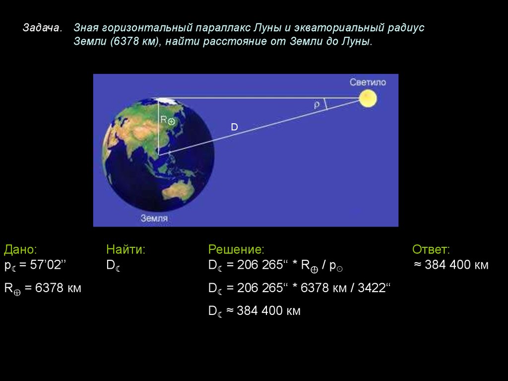Сколько световых до луны. Горизонтальный параллакс Луны. Горизонтальпараллакс светила. Горизонтальный параллакс светила. Определение расстояния до Луны.