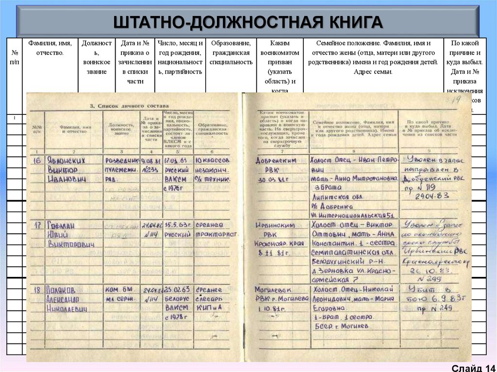 Книга учета личного состава работников общеобразовательного учреждения образец