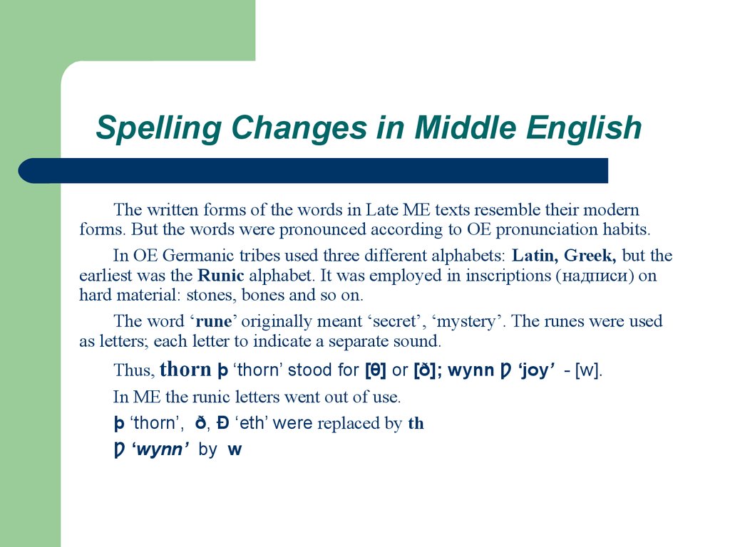 Spelling Changes in Middle English