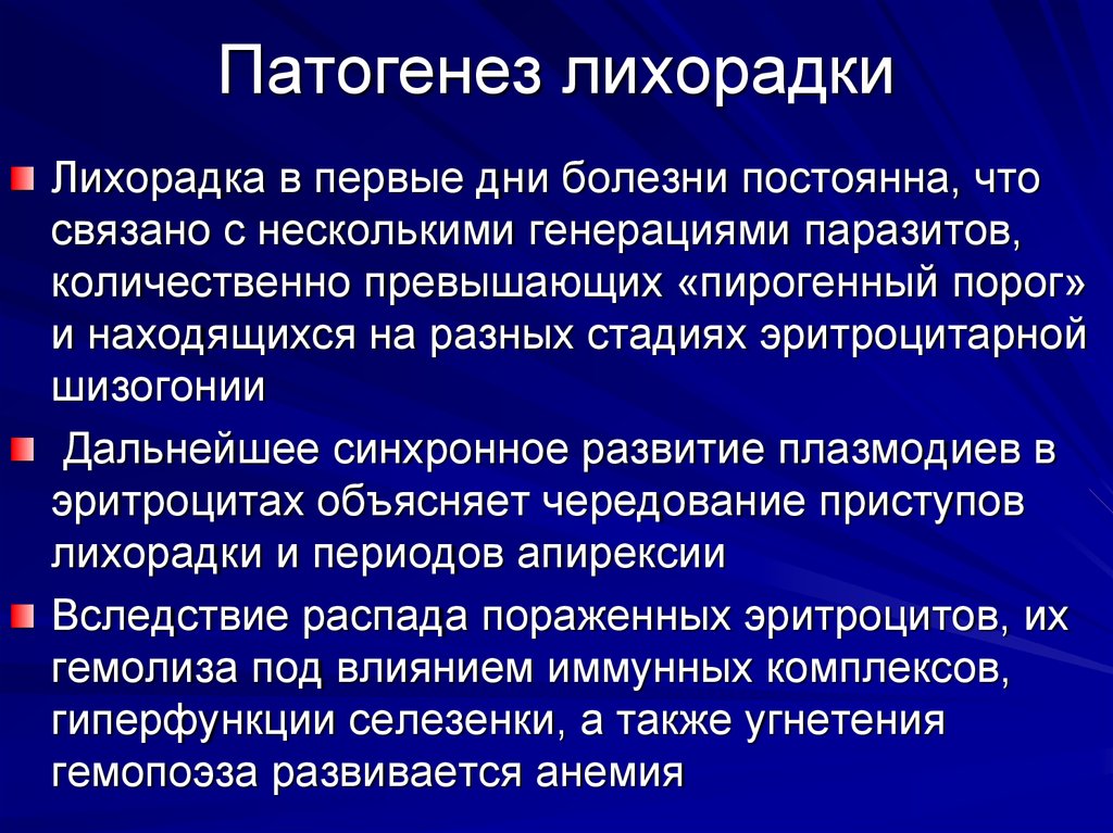 Схема патогенеза лихорадки