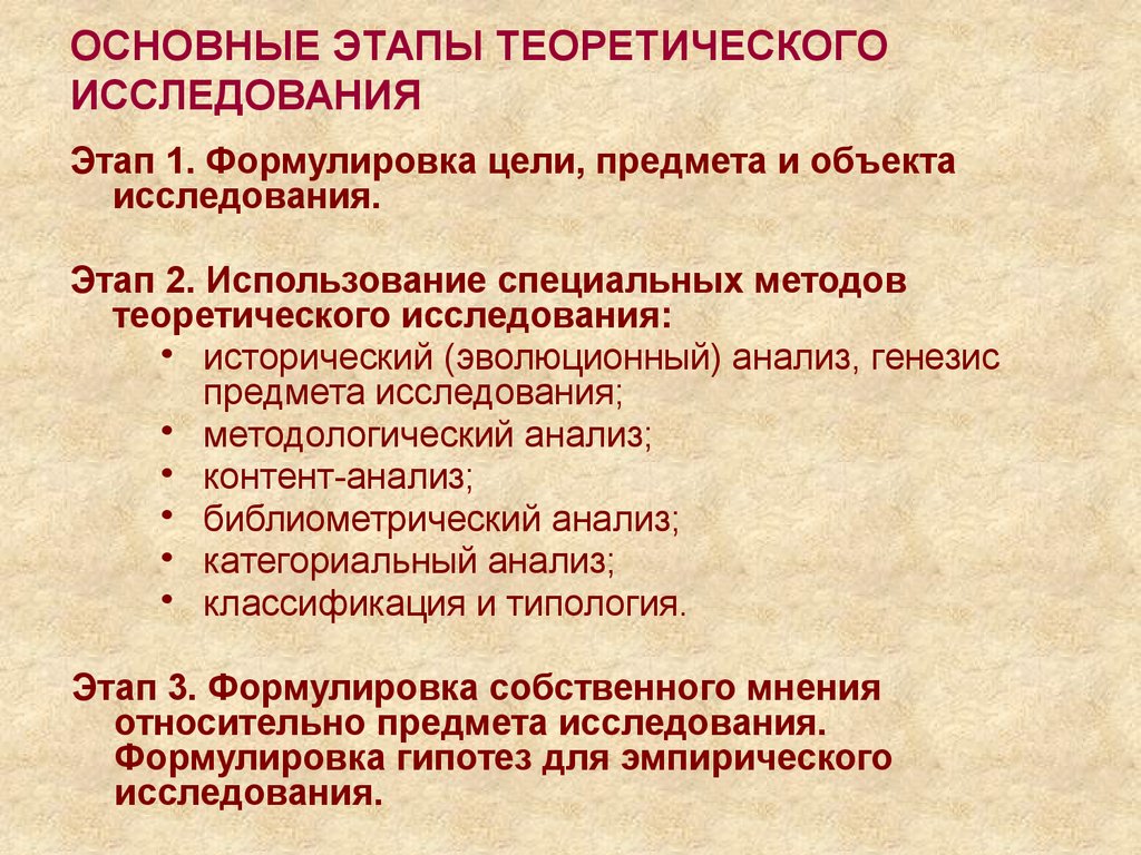 Стадии исследования. Теоретический этап исследования. Стадии теоретического исследования. Основные стадии теоретического исследования. Основные этапы работы исследования.