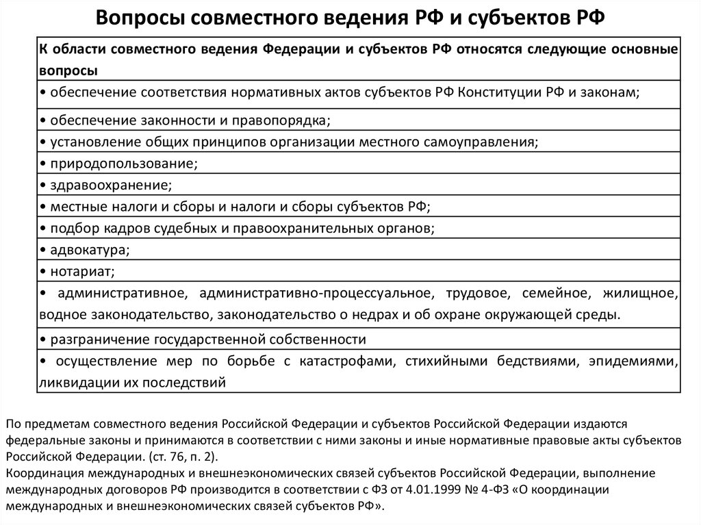 Разграничение государственной собственности совместное ведение