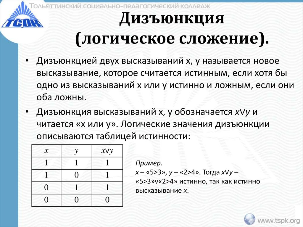 Дизъюнкция в информатике. Дизъюнкция примеры. Примеры дизъюнкции в логике. Логическое сложение примеры. Логическое сложение – дизъюнкция пример.