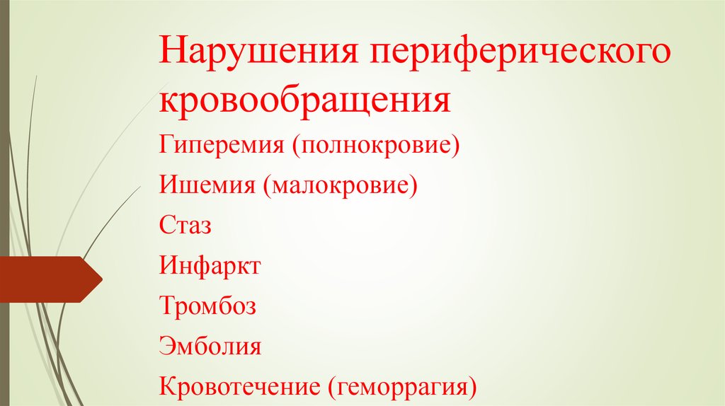 Нарушение периферического кровообращения презентация