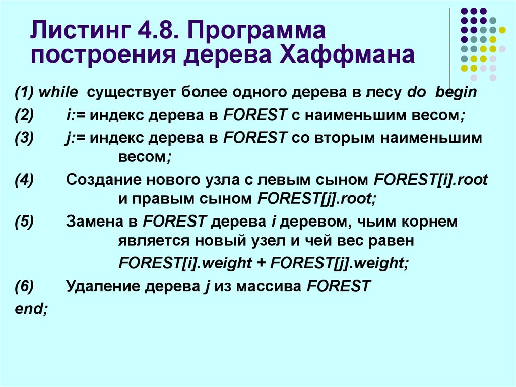 Уровень листинга. Хаффмана код Хаффмана. Нелинейные структуры данных. 1. Нелинейные структуры данных.лес это. Листинг программы.