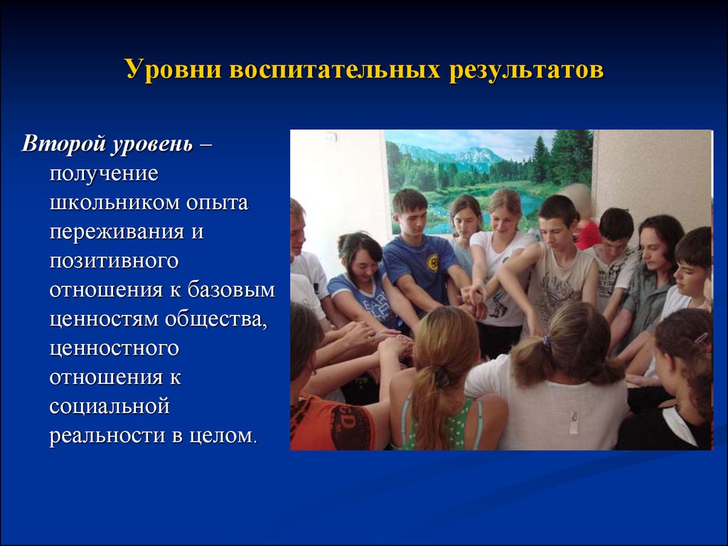 Получение школьником. Позитивный опыт переживания школьниками. Позитивное отношение школьника к базовым ценностям общества. Уровень воспитательных результатов социально ценностный опыт. Опыт с эмоцией.