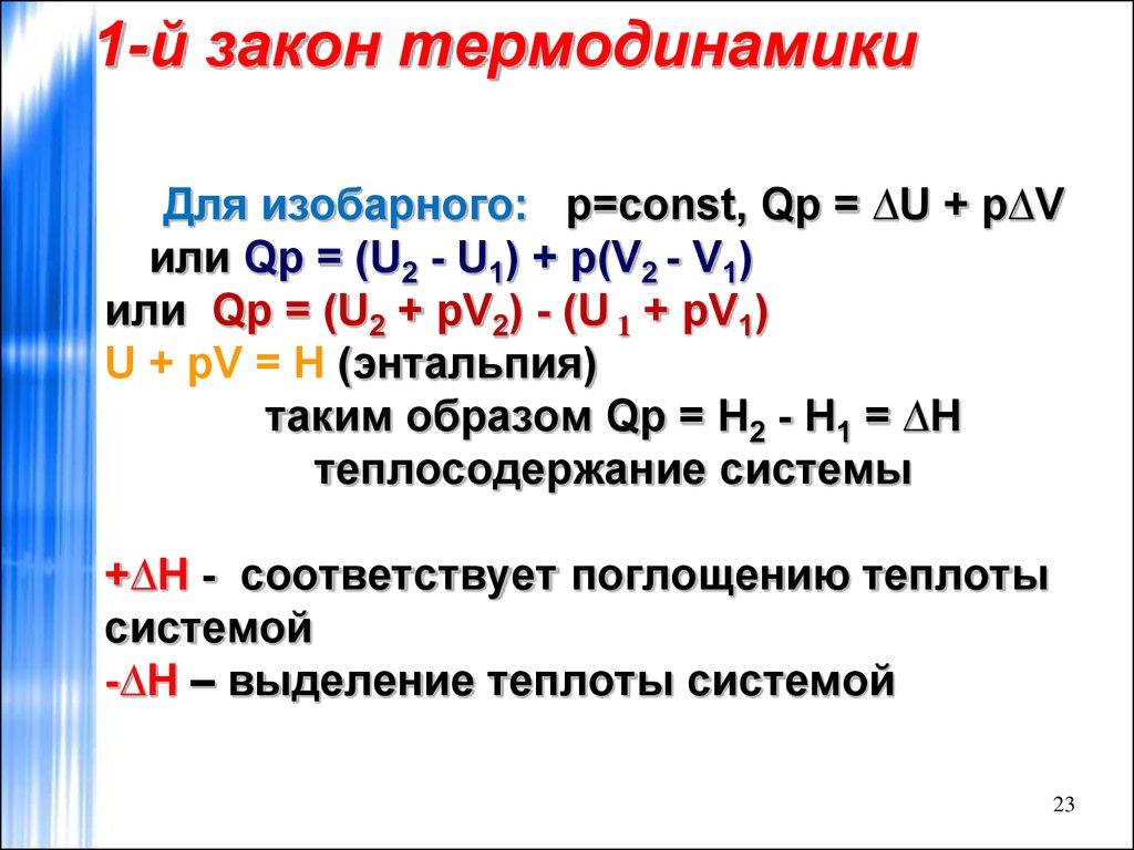 Первый закон термодинамики рисунок