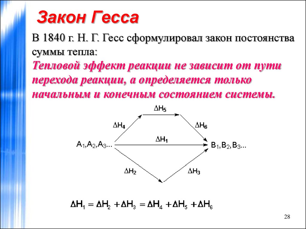 Эффект гесса. Закон Гесса в химии. Сформулируйте закон Гесса. Формулировка следствия из закона Гесса. Математическое выражение закона Гесса.