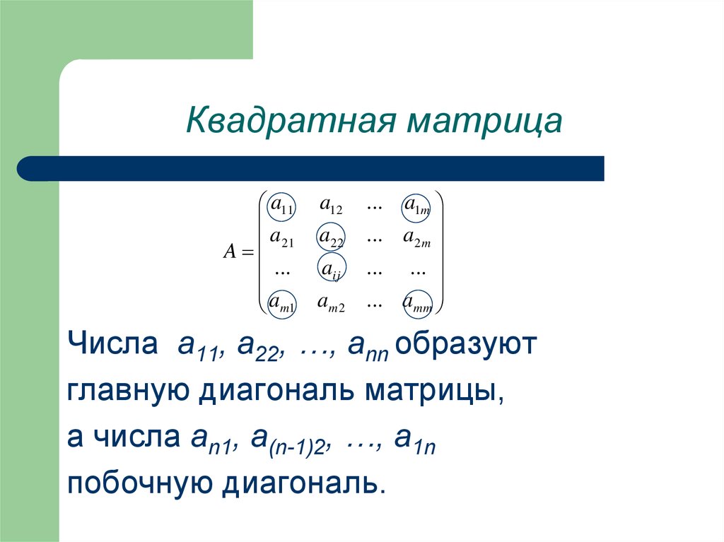 Квадратными являются матрицы. Квадратная матрица. Прямоугольная и квадратная матрица. Квадратная матрица матрицы. Диагонали квадратной матрицы.