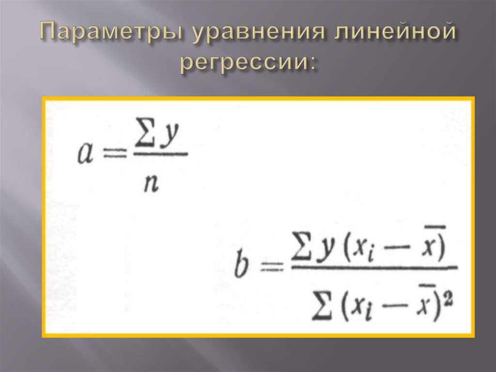 Параметры уравнения линейной регрессии