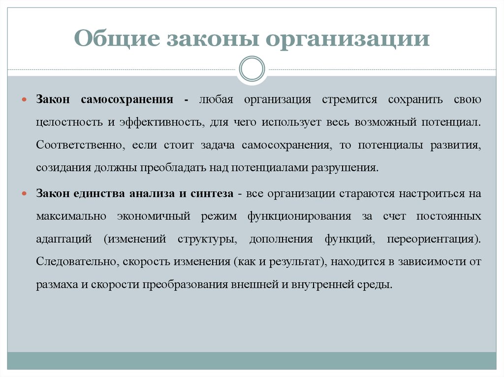 Соответственно закону. Общие законы организации. Основные законы организации. Общие организационные законы. Закон развития организации.