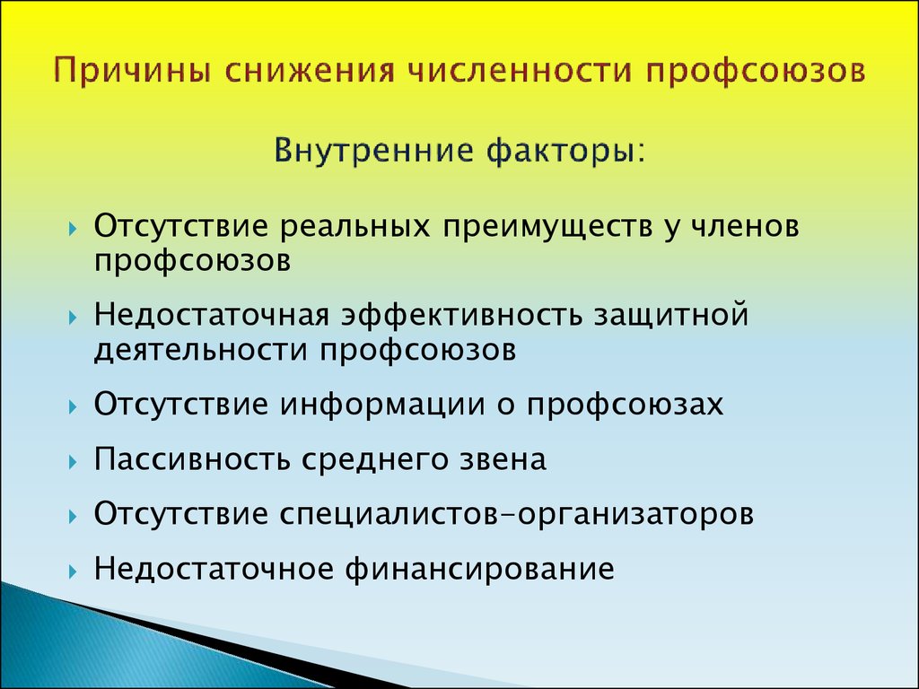 Реальное преимущество. Недостатки профсоюзов. Факторы преимущества членов профсоюза. Причины спада профсоюзного движения в развитых странах. Профсоюз отсутствие.