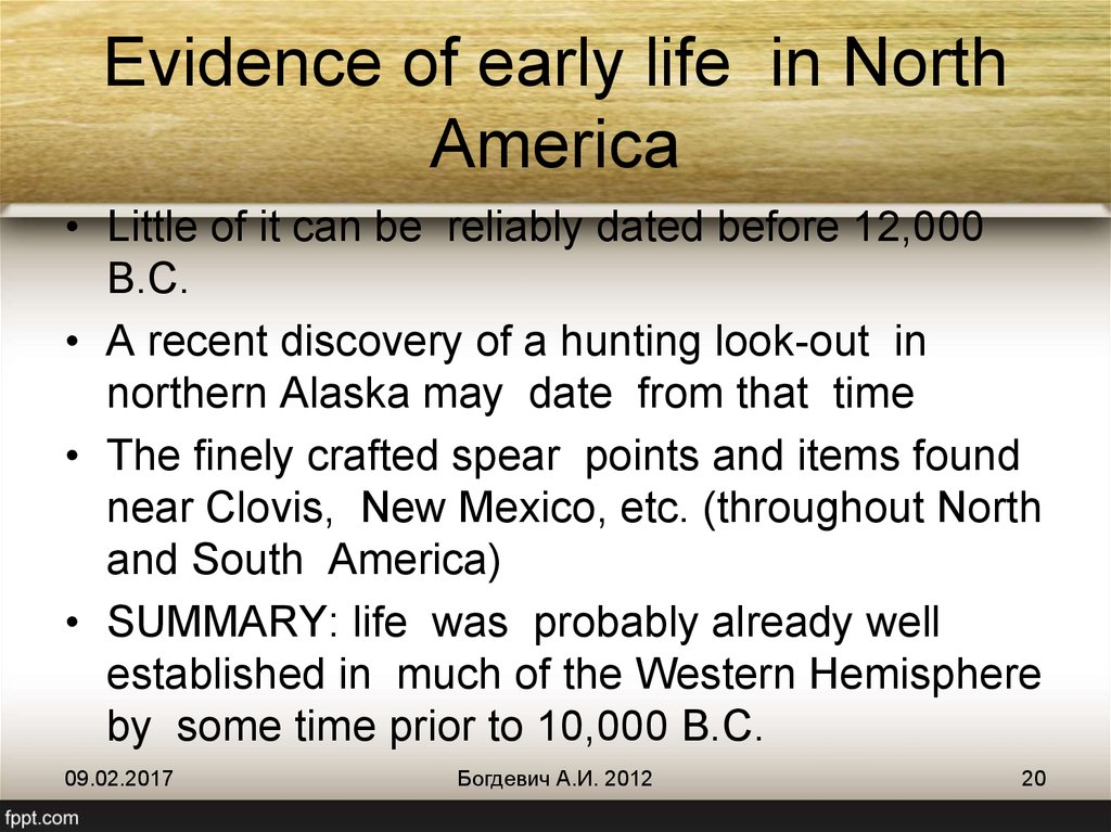 Evidence of early life in North America