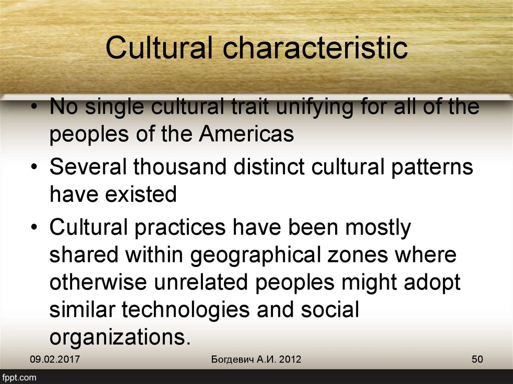 Cultural characteristic