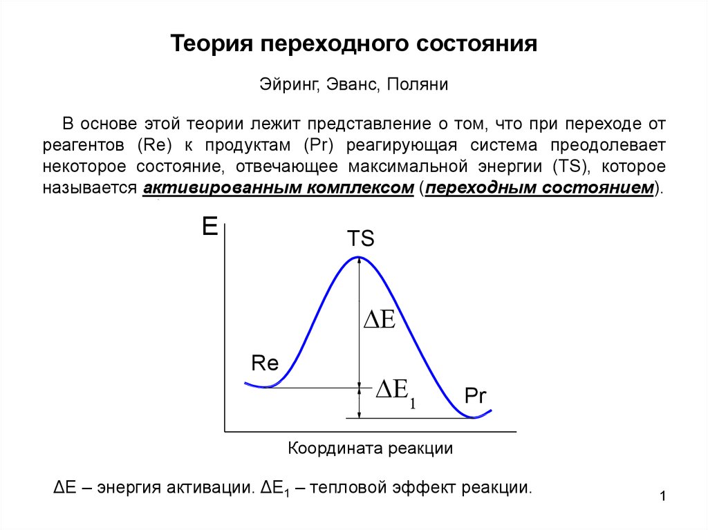 В основе теории лежит. Теория переходного состояния активированного комплекса. Эйринг Поляни Эванс. Что такое переходное состояние и активированный комплекс. Теория активных столкновений и теория переходного состояния.