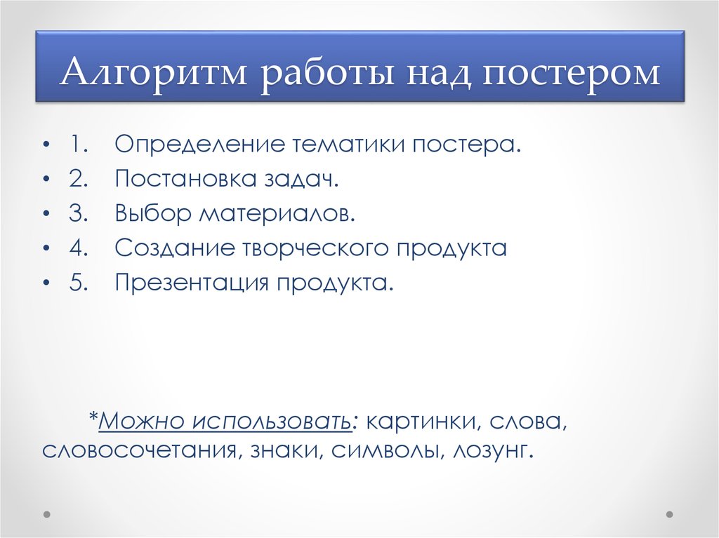 Алгоритм работы над постером