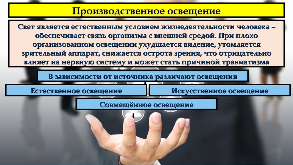 Естественно являться. Влияние производственного освещения на человека. Вредные факторы освещение. Освещение производственный фактор. Влияние освещения на жизнедеятельность человека.