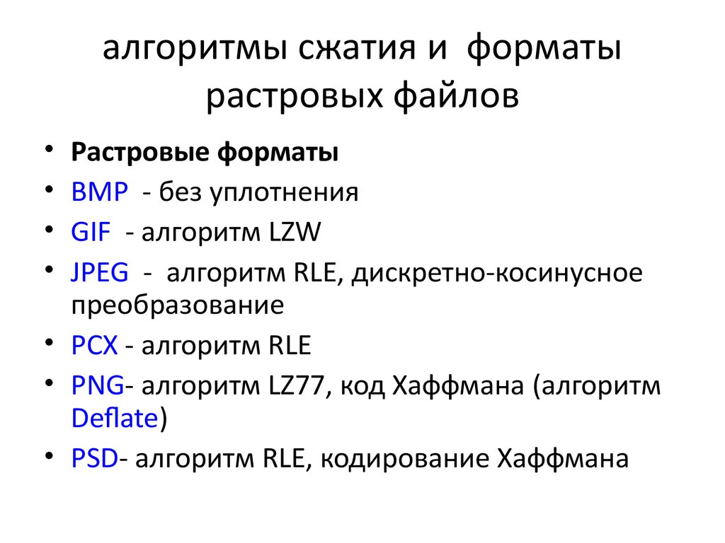 Формат использования. Методы сжатия данных Форматы звуковых графических файлов. Алгоритмы сжатия данных. Каковы основные алгоритмы сжатия?. Растровые Форматы алгоритм сжатия.