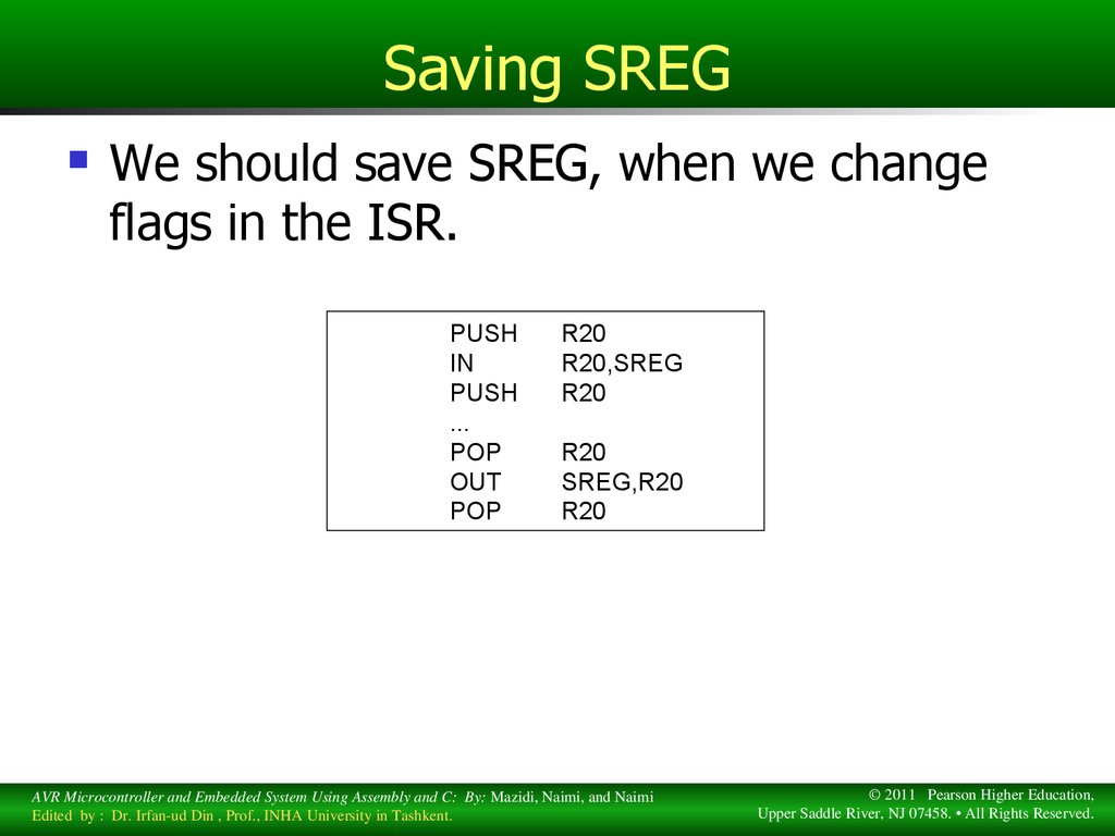 Saving SREG