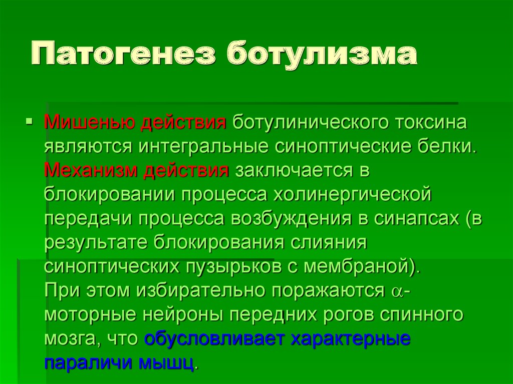 Ботулизм этиология клинико лабораторная диагностика лечение. Патогенез ботулизма. Патогенез клостридий ботулизма. Механизм развития ботулизма.