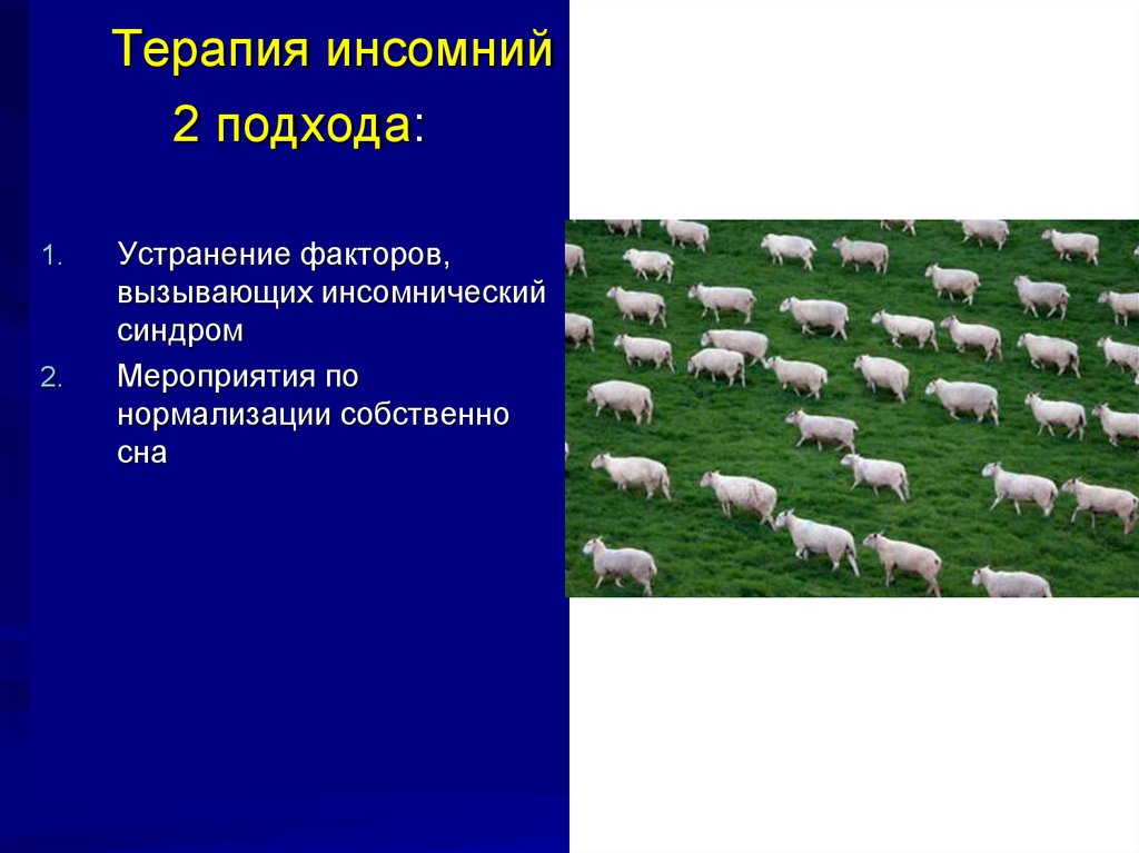 Устранение факторов. Мероприятия по нормализации собственно сна. ИНСОМНИЧЕСКИЙ синдром.