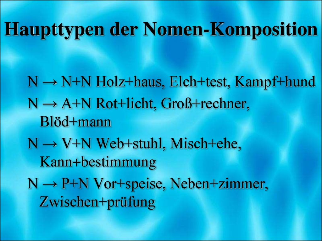 Haupttypen der Nomen-Komposition