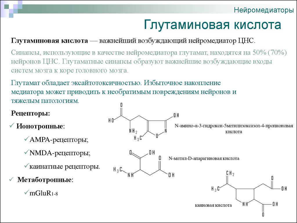 Глутаминовая кислота. Глутамат нейромедиатор функция. Глутаминовая кислота медиатор. Функции глутаминовой кислоты в нервной системе. Витаминовая кислота медиатор.