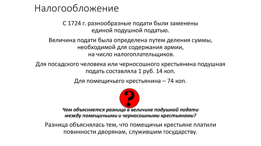 Подушная подать год. Введение подушной подати. Причины введения подушной подати. Причины введения подушной подати Петром 1. Налогообложение до подушной подати.