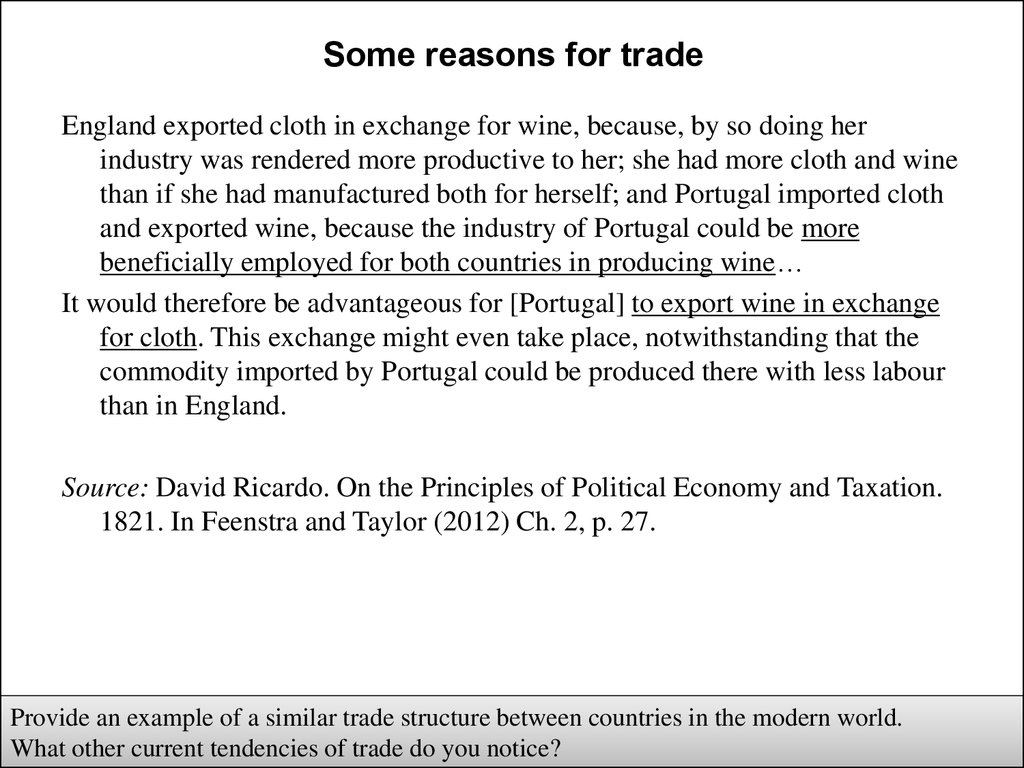 Some reasons for trade