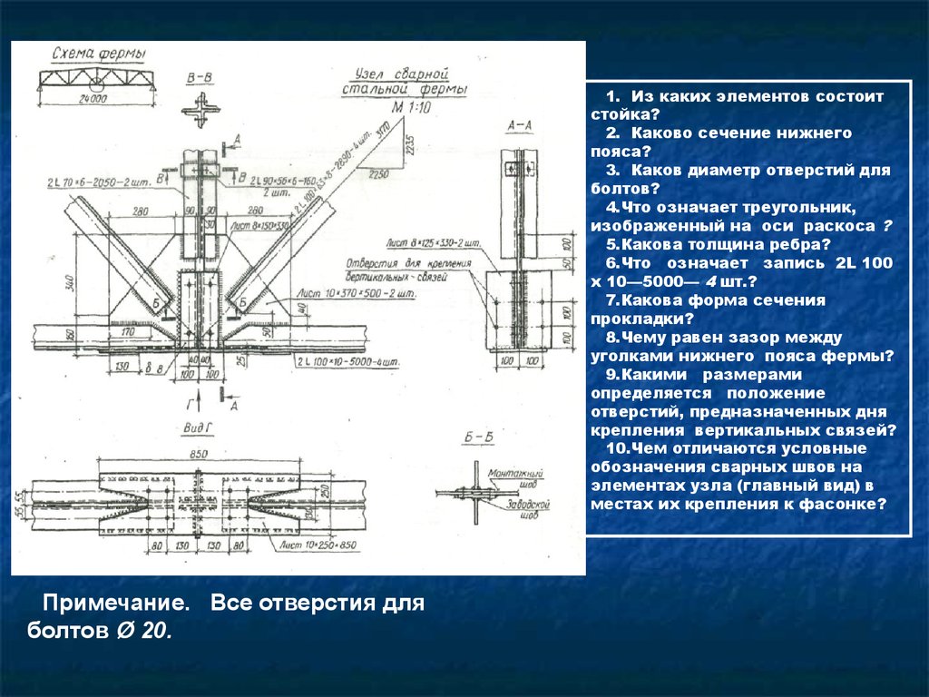 Обозначения на чертежах металлоконструкций