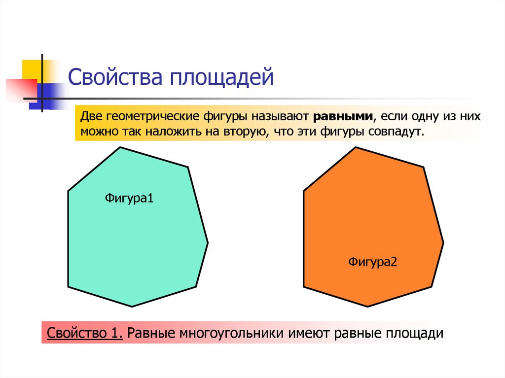 Равные многоугольники имеют равные стороны. Многоугольники равные фигуры. Подобие многоугольников. Свойства площадей многоугольников. Равные многоугольники имеют равные площади.