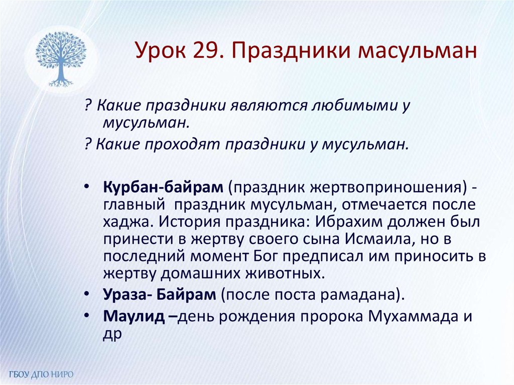 Исламские праздники презентация для 4 класса