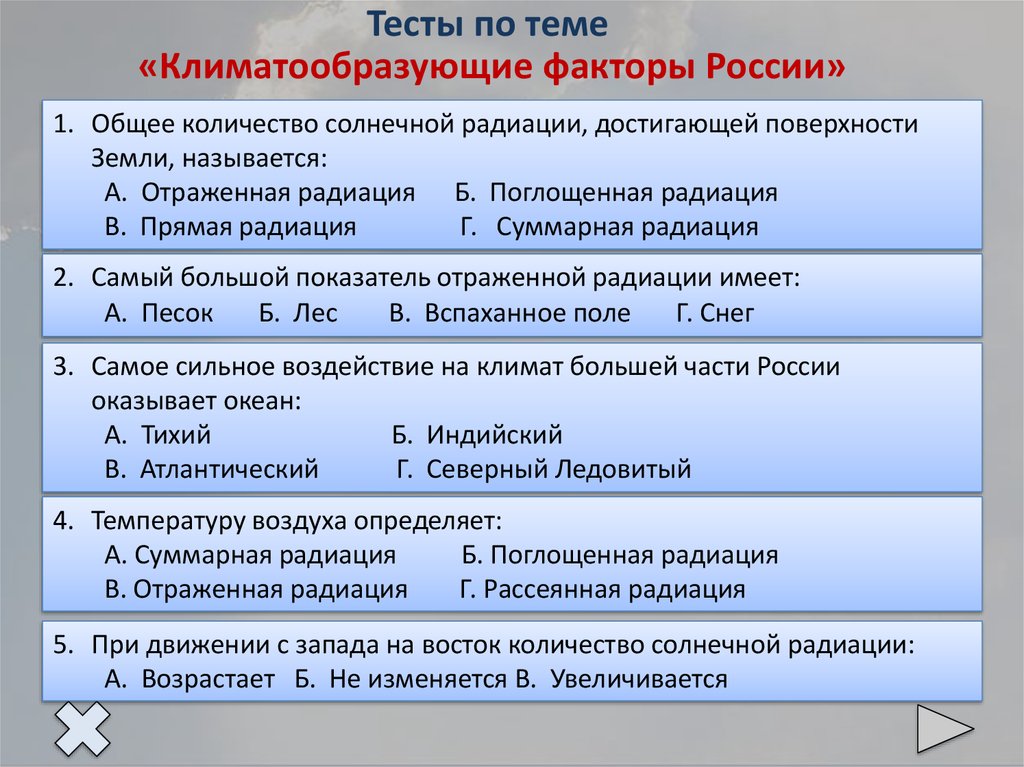 Схема влияния климатообразующих факторов на формирование климата района