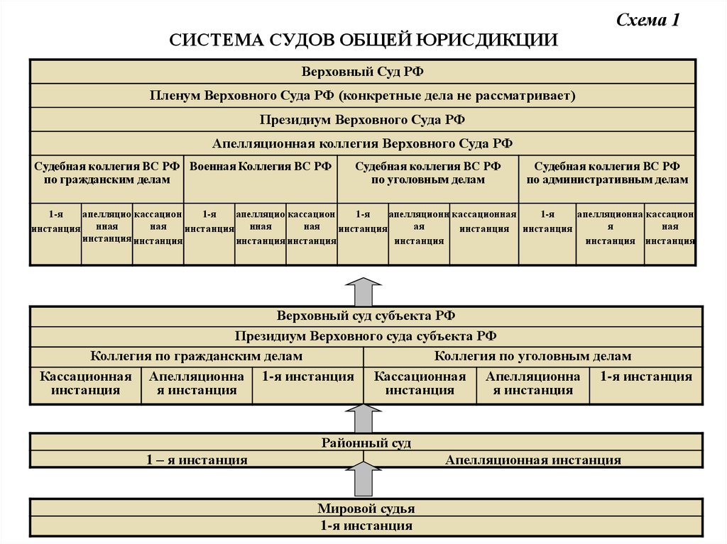 Иерархия судов общей юрисдикции рф схема