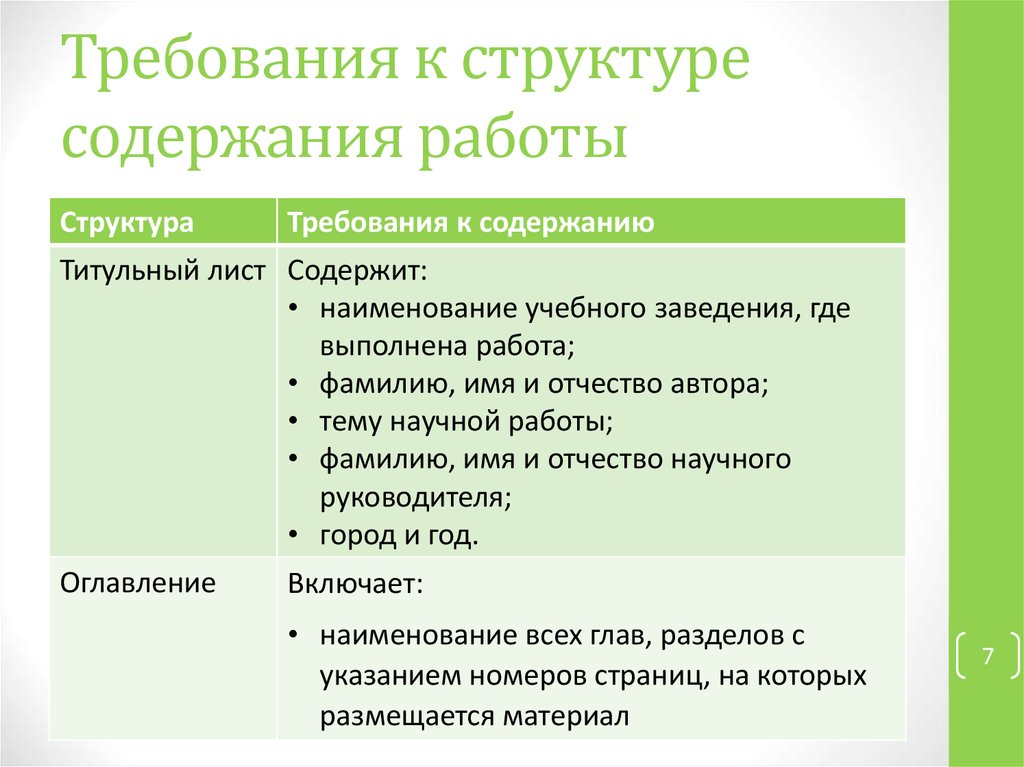 Структура работы (содержание работы,. 1. Структура и содержание работы. Структура и требования к содержанию. Структура требования к содержанию содержание.