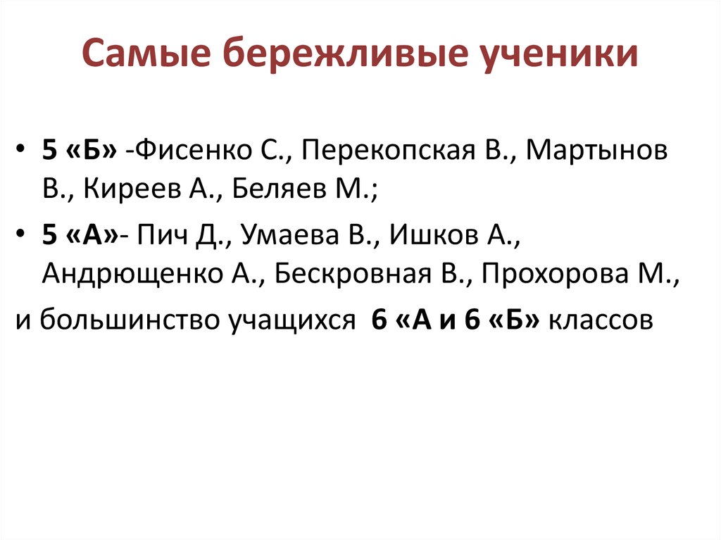 Самые бережливые ученики