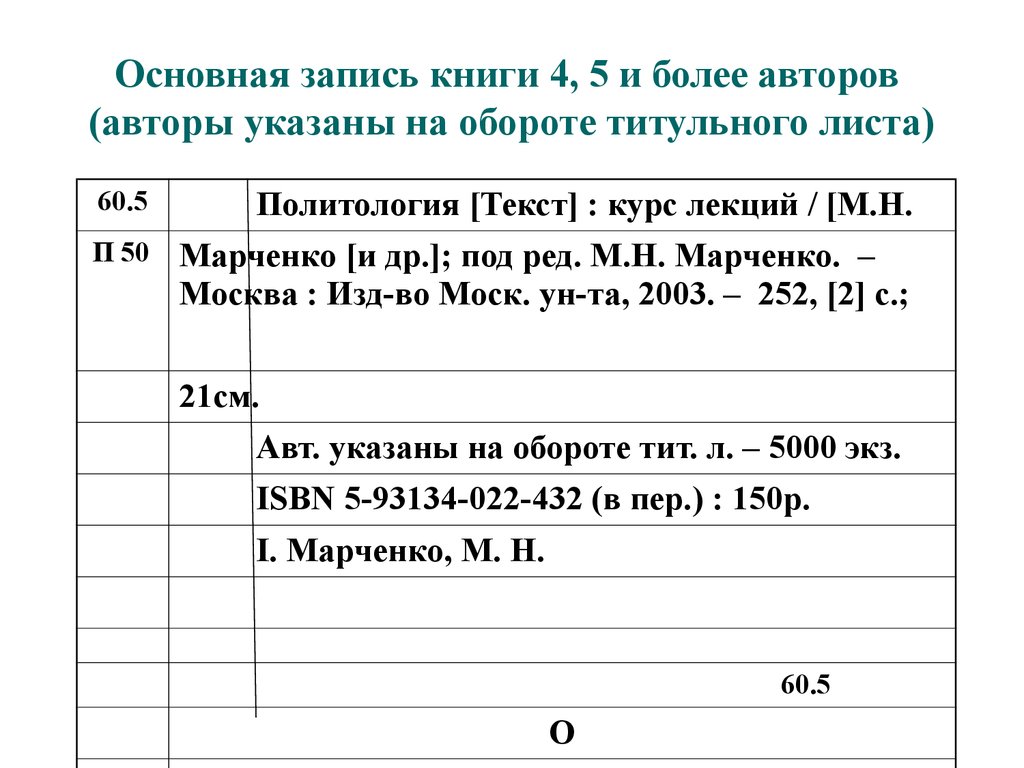 Библиографическая карточка образец