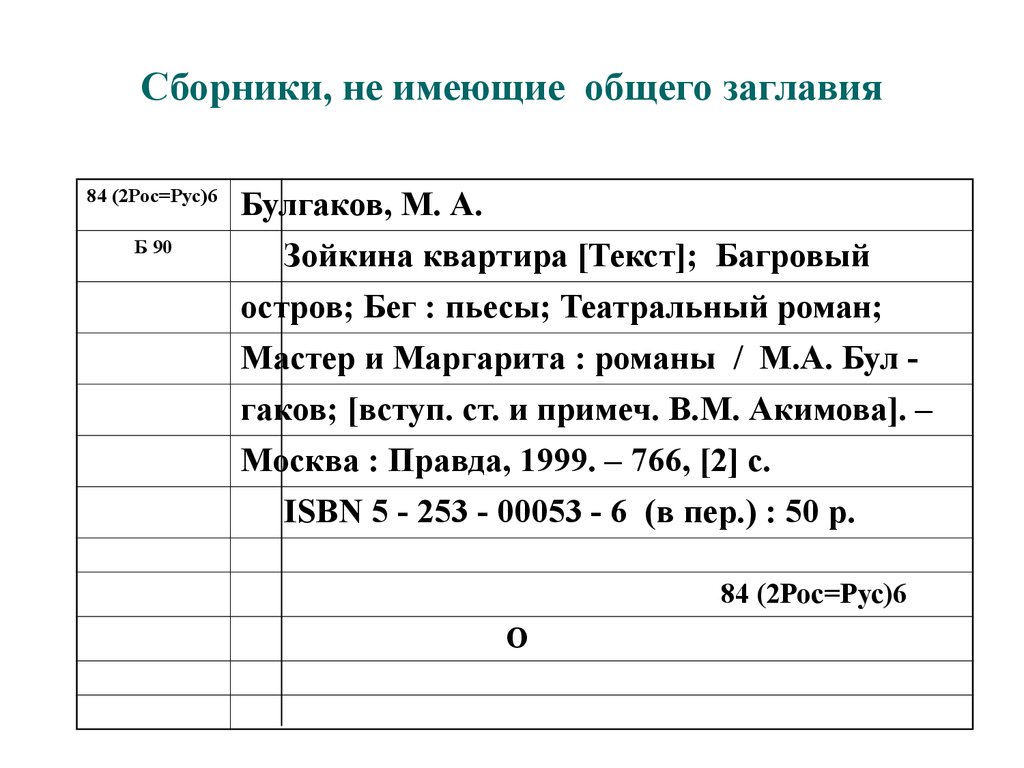 Библиографическая карточка образец