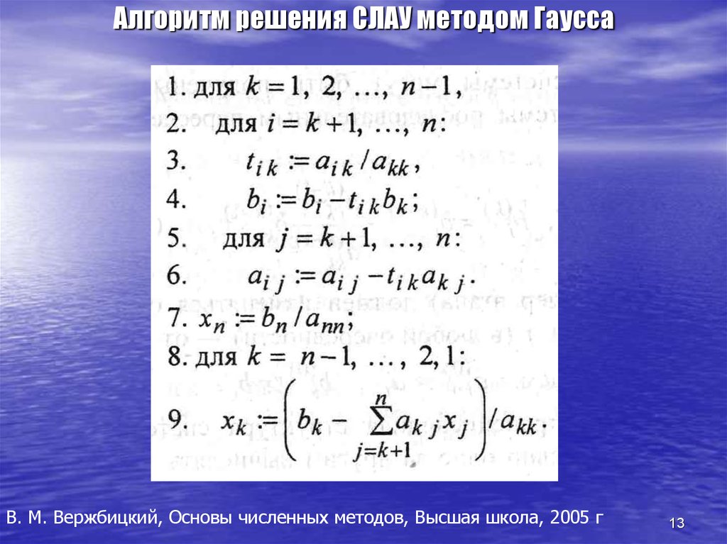 Решение алгебраических уравнений методом гаусса