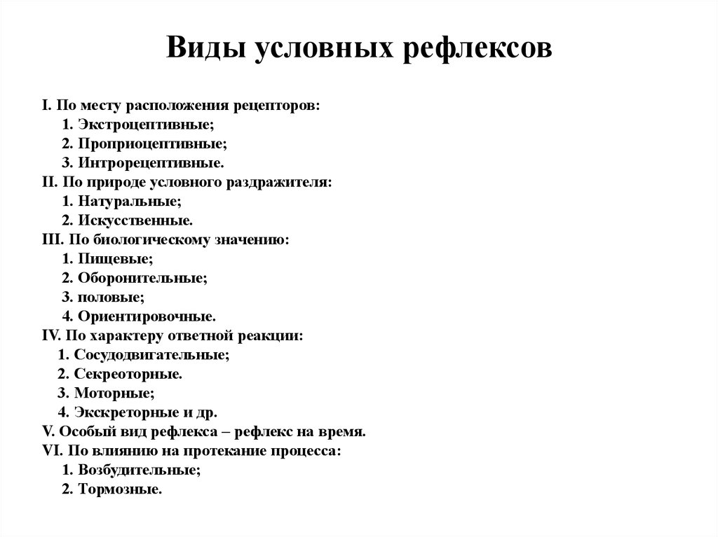 Рефлексами потребностями. Виды условных рефлексов. Условные рефлексы виды условных рефлексов. Типы рефлексов схема. Виды условных рефлексов примеры.